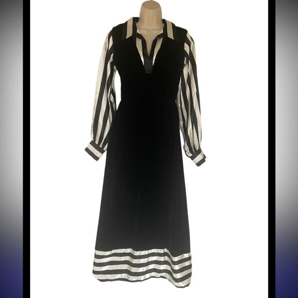 Vintage Black and White Striped Maxi Dress - Picture 4 of 6